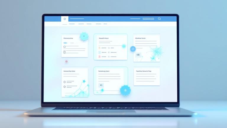 Laptop mit benutzerfreundlicher Online-Lernplattform, modernem Interface und vielfältigen Kursinhalten der Future Skills Academy